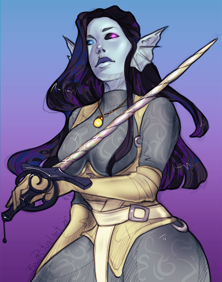 Halfbody sketch with colour